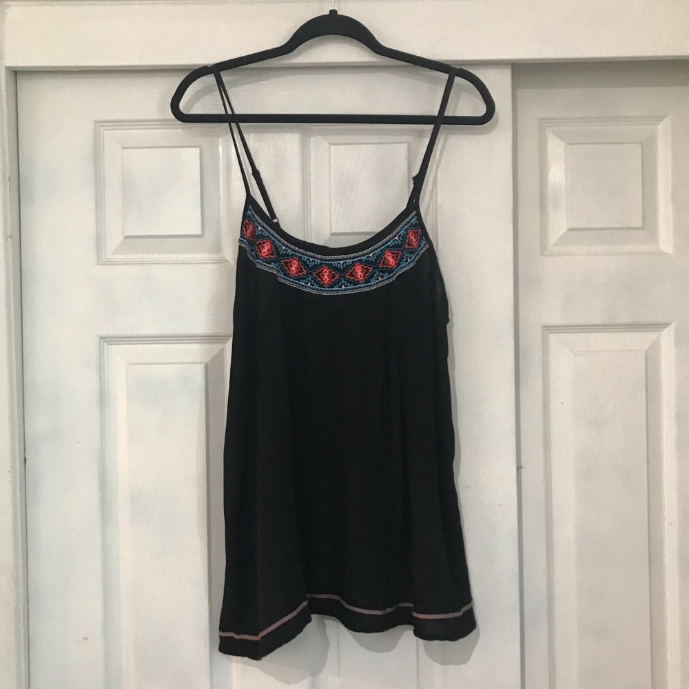 Embroidered Black Tank